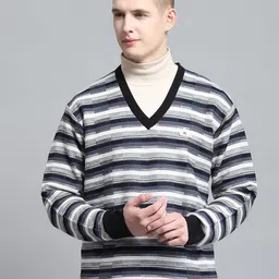 Monte Carlo Men Striped Woollen Pullover-image-83
