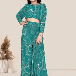 BAESD Girls Printed Regular Gotta Patti Top with Palazzos-image-76