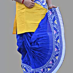 Jamdani Border Solid Mour Puccho Dhoti For Men-image-52