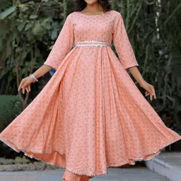 HERE&NOW Women Ethnic Motifs Printed Panelled Gotta Patti Kurta with Palazzos-picture-54