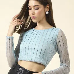 StyleCast X SERA Embellished Net Crop Top image 4