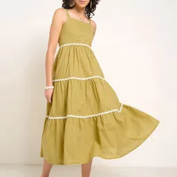 AKKRITI BY PANTALOONS Women Cotton A-Line Tiered Midi Dress-image-99