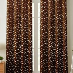 Myntra Elegant Homes Brown & Gold-Toned 2 Pieces Pankh Velvet Room Darkening Door Curtains-image-60