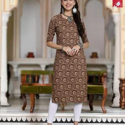 Moda Rapido Selection Of 2 Floral Printed Round Neck Straight Kurtas-image-80