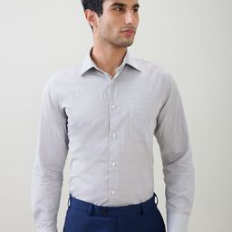 Raymond Men Comfort Regular Fit Micro Checked Spread Collar Cotton Formal Shirt-picture-0