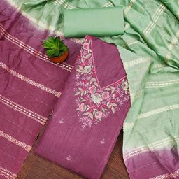 SHADOW & SAINING Floral Embroidered Sequnnied Silk Cotton Unstitched Dress Material-image-96
