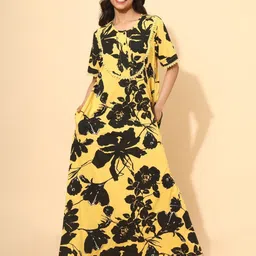 YELLOW BLOOM Women Floral Printed Maxi Nightdress-29
