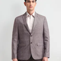 Arrow Checked Notched Lapel Single Breasted Formal Blazer-image-27