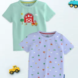 Nauti Nati Pack Of 2 Boys Antimicrobial Graphic Printed Round Neck Cotton T-shirts-31