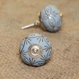 MODEFE 6-Pcs Blue & Brown Printed Ceramic Door Knobs-image-64