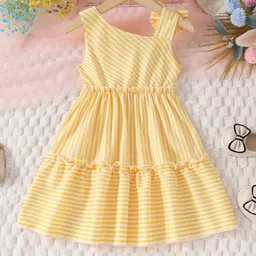 Miss & Chief Striped One Shoulder A-Line Dress-30