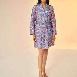 BETRUE Women Floral Embroidered Chanderi Silk Longline Tailored Jacket-image-14