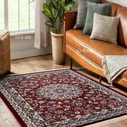 SANA CARPET Brown & White Floral Anti-Skid Rectangular Carpet-55