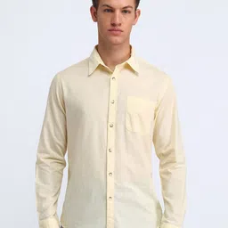 Flying Machine Men Cutaway Collar Solid Cotton Casual Shirt-image-78