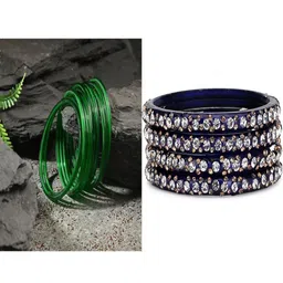 1ST TIME Set Of 16 Green Alloy Artificial Stones & Beads Bangles-picture-14