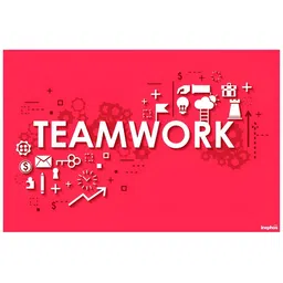 Inephos Pink & White Teamwork Printed Wall Poster-21