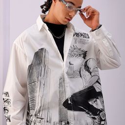 The Indian Garage Co Men Anime Printed Cotton Oversized Boxy Streetwear Shirt-image-25