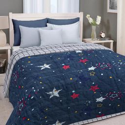 Myntra Elegant Homes Blue Cotton Double Bed Blankets Quilts and Dohars-image-85