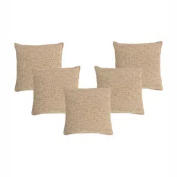 Saral Home Beige 5 Pieces Abstract Square Cushion Covers-image-30