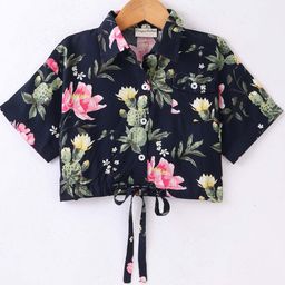 CrayonFlakes Floral Print Flared Sleeve Shirt Style Top-25