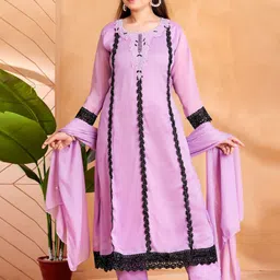 Aarika Girls Ethnic Motifs Yoke Design Regular Kurta with Trousers & With Dupatta-image-34