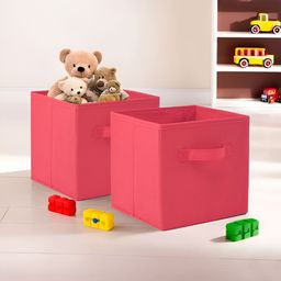 Aura Pink Set of 2 Regular Square Foldable & Multipurpose Wardrobe Storage Box Organizer-38