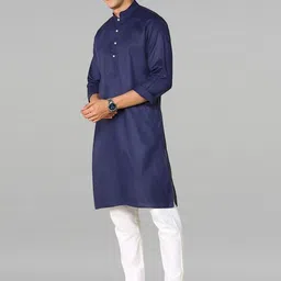 HERE&NOW Men Regular Pure Cotton Kurta with Trousers-picture-22