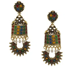 ANIKAS CREATION Set Of 2 Gold-Plated Artificial Beaded Dome Shaped Jhumkas image 2