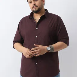 Urbano Plus Men Cocoa Cotton Full Sleeve Regular Fit Casual Solid Shirt-image-69
