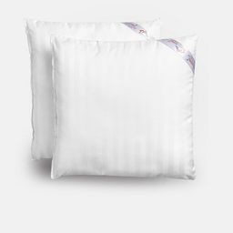 HOSTA HOMES 2-Pcs White Striped Square Shaped Pre-FilledCushions-24