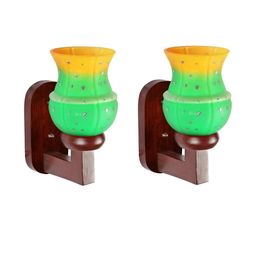 Somil Premium Designer Glass Wall / Night Lamp Elegant & Stylish Dcor Accent for Modern Interiors, color- Green, Yellow, Size:- 17 X 25 X 27 CM-image-77