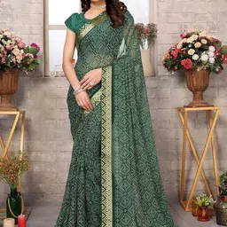 KALINI Bandhani Printed Zari Saree-4