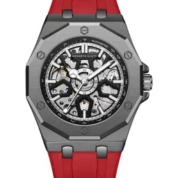 KENNETH SCOTT Men Dial & Textured Straps Analogue Automatic Watch K25301-XSRB-1