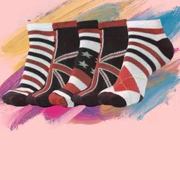 MJE Men Pack Of 5 Patterned Cotton Ankle Length Socks-image-59