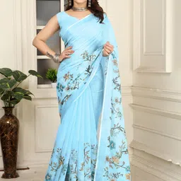 Quelea Floral Linen Blend Khadi Saree-picture-37