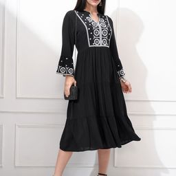 Vishudh Women Embroidered Fit & Flare Midi Dress-picture-49