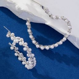 StyleCast Silver Classic Hoop Earrings-image-8