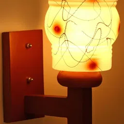 Somil Premium Designer Glass Wall / Night Lamp Elegant & Stylish Dcor Accent for Modern Interiors, color- Brown, White, Size:- 19 X 28 X 29.5 CM-image-84