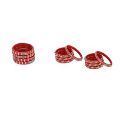 SOMIL Set Of 12 Red Glass Artificial Stones Bangles-image-96