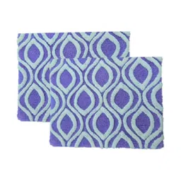 Aura 2-Pcs Purple & White Self-Designed 1800 GSM Cotton Anti Skid Bath Rugs-image-82