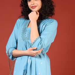 LIMEROAD Women Dyed Thread Work Kurta-image-14