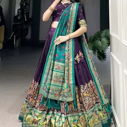 APNISHA Printed Foil Print Ready to Wear Lehenga & Unstitched Blouse With Dupatta image 5