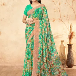 LeeliPeeri Designer Floral Poly Georgette Saree-86