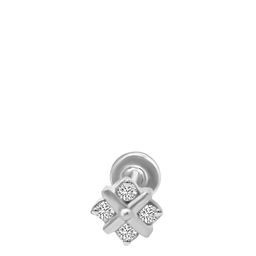 Sparkles Diamond IGI Certified 0.06 Ct Floral Stud Round Shape Nose pin 14K White Gold-image-72