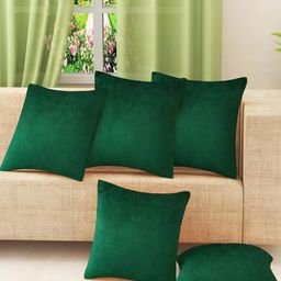 IVAZA Green Set of 5 Velvet Square Cushion Covers-16