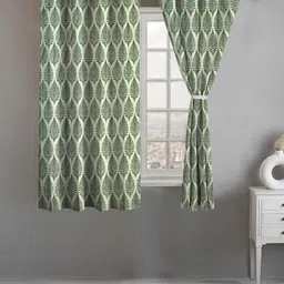 Lunar Days Green Set of 2 Floral Room Darkening Window Curtain-48