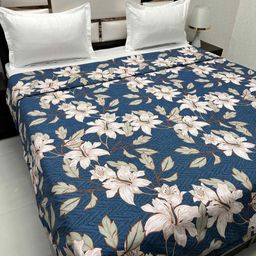 Pure Decor Blue & White Floral Microfiber AC Room 210 GSM Double Bed Comforter-image-15