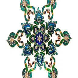 Kala Samarpan Green & Blue Peacock Rangoli Sticker With Centerpiece-21