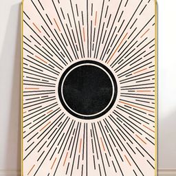 SAF Pink & Black Sunburst Printed Wall Art-15