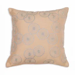 ONSETHOMES jashn Beige & Grey Embroidered Silk Square Cushion Cover-picture-0